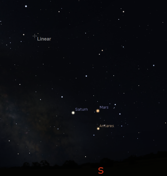 Comet 252P/LINEAR as seen from mid-northern temperate latitudes at 4am on April 14, 2016 (credit:- stellarium/freestarcharts) Comet 252P/LINEAR as seen from mid-northern temperate latitudes at 4am on April 14, 2016 (credit:- stellarium/freestarcharts)